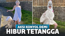 Wanita Ini Ajak Jalan-jalan Anjing Sambil Kenakan Kostum Aneh demi Hibur Tetangga, Begini Penampakan Koyolnya