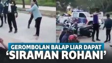 Apes! Sudah Keciduk Aparat, Pelaku Balap Liar Ini Masih Dapat 'Siraman Rohani' Emak-emak