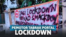 Video Viral! Pemotor Tabrak Protal Desa yang Tengah Lockdown Mandiri