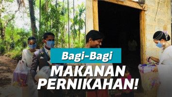 Pengantin yang gagal langsungkan resepsi bagi-bagi makanan