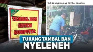 Potret-potret jasa tambal ban ini menarik perhatian dan bisa bikin orang ngakak.