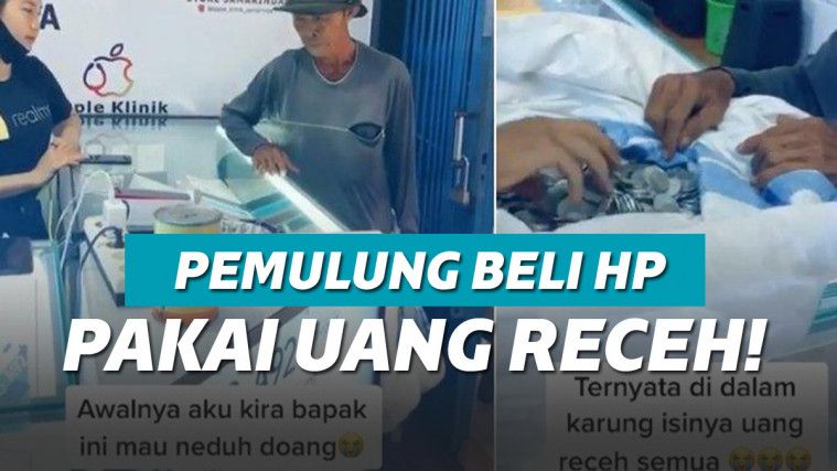ilustrasi kakek beli HP pakai uang receh!