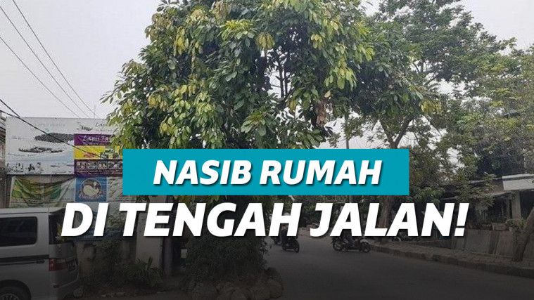 ilustrasi rumah di tengah jalan