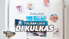 ilustrasi peringatan lucu di pintu kulkas
