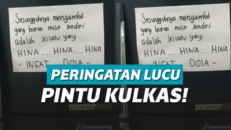 ilustrasi peringatan lucu di pintu kulkas