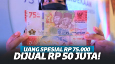 Uang Rp 75.000 Edisi Spesial Kemerdekaan RI Dijual Rp 50 juta perlembar