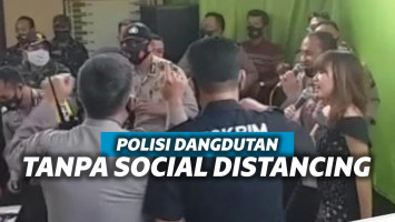 Polisi Joget Dangdut Abaikan Protokol Kesehatan.