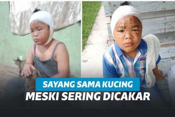Adam Harith Husyazi bocah tangguh yang tetap menyayangi kucingnya