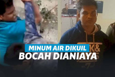 Potret penjaga kuil (tengah) yang dituduh memukuli seorang bocah Muslim karena meminum air suci dari sebuah kuil Hindu di India