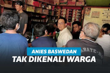 Gubernur DKI Jakarta Anies Baswedan di warung kopi (warkop), Cipete, Jakarta Selatan, Minggu (14/3/2021)