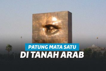 Patung bermata satu bak dajjal yang ada di taman Arab Saudi