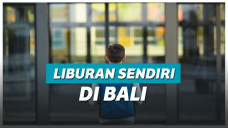 Ilustrasi anak kecil bepergian sendiri