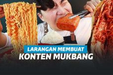 Ilustrasi gambar mukbang atau makan dalam jumlah yang banyak