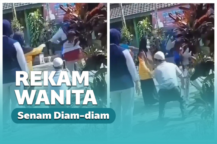 Pria berpeci rekam wanita senam