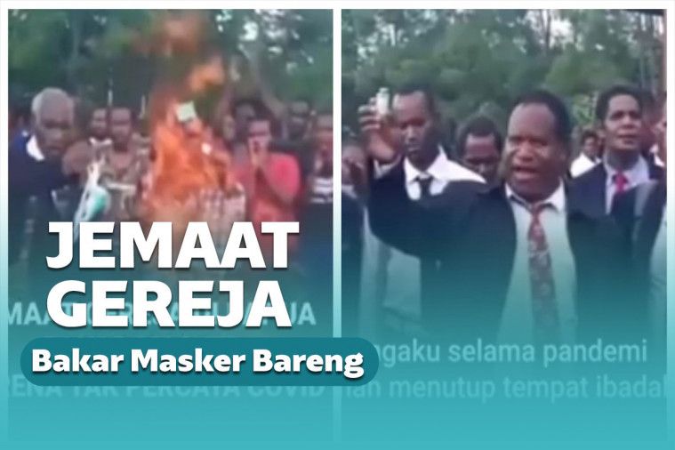 Pendet dan Jemaat gereja di Papua bakar masker