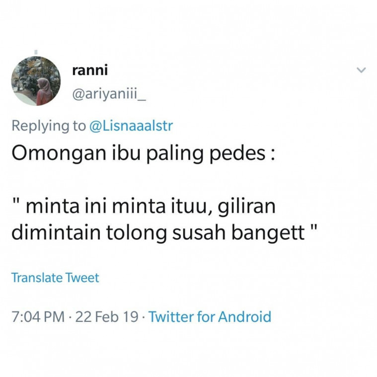 Omongan ibu yang pedes