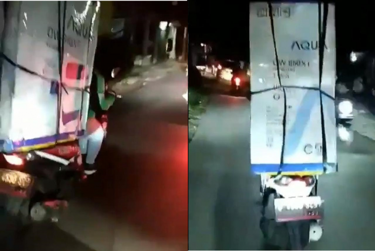 Driver ojol bawa mesin cuci
