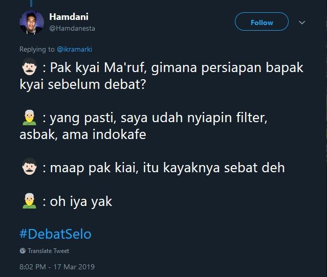 Cuitan netizen dengan tagar #DebatSelo