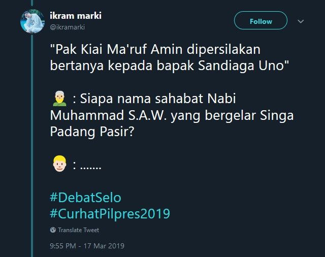 Cuitan netizen dengan tagar #DebatSelo
