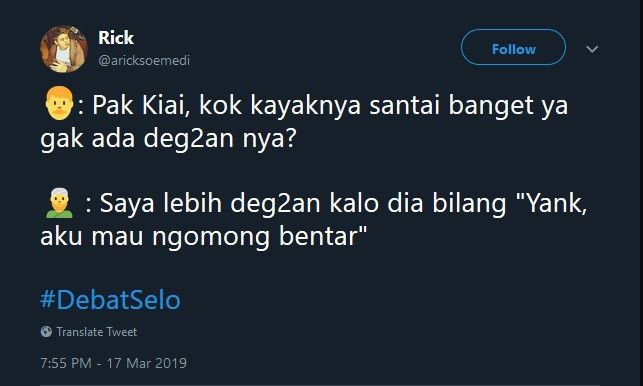 Cuitan netizen dengan tagar #DebatSelo