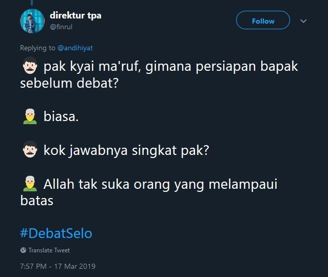 Cuitan netizen dengan tagar #DebatSelo