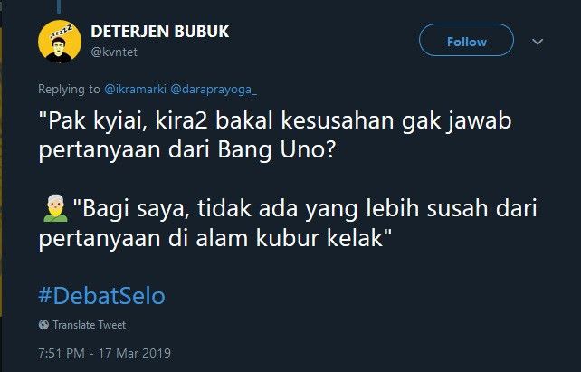 Cuitan netizen dengan tagar #DebatSelo