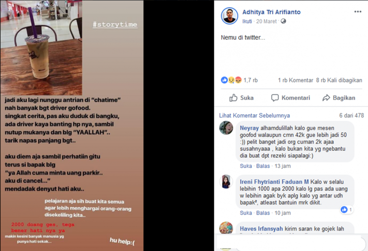 dicancel customer karena hanya dimintai uang parkir