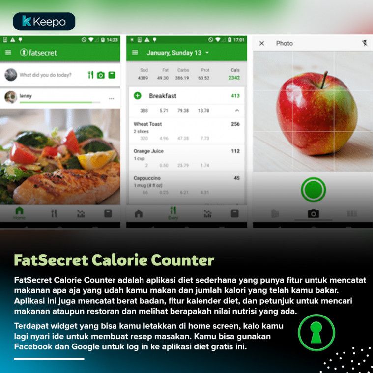 aplikasi diet terbaik FatSecret Calorie Counter