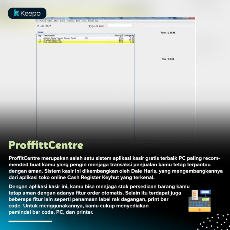 aplikasi kasir offline gratis terbaik PC ProffitCentre