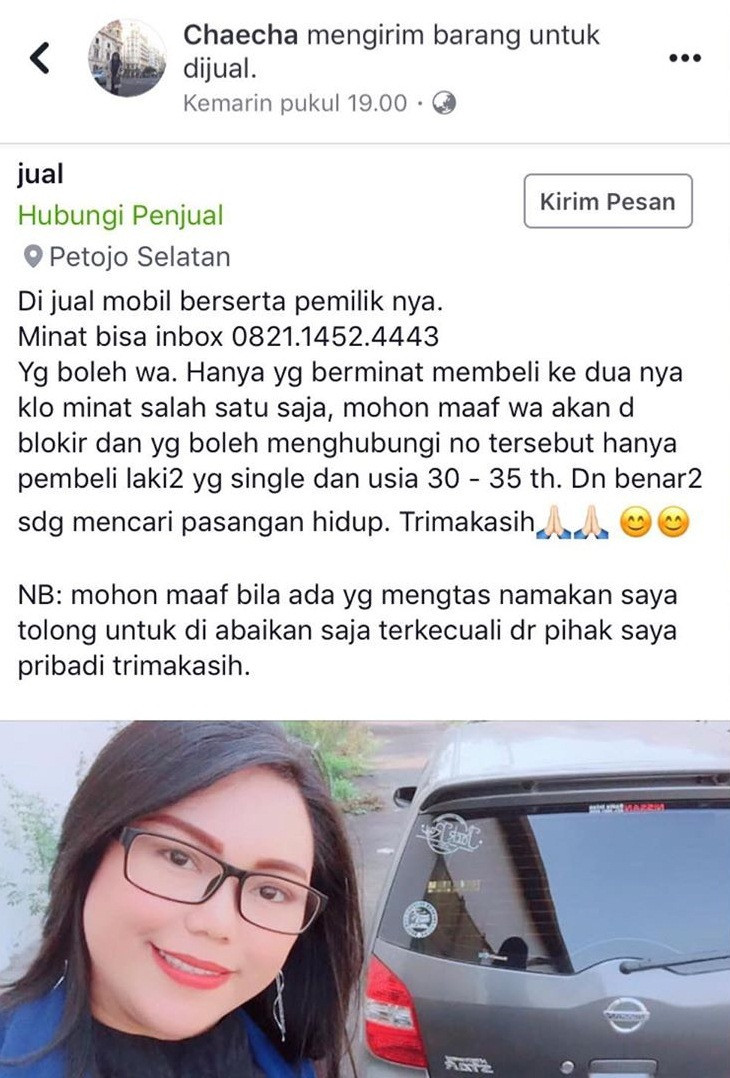 Wanita Ini Jual Mobil Ditambah Bonus Diri Sendiri, Jomblo Rapatkan Barisan