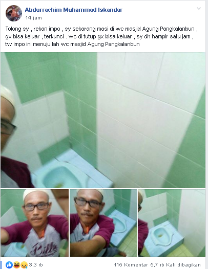 postingan terjebak dikamar mandi menjadi viral
