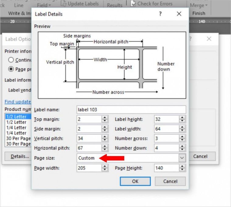 setting ukuran label undangan 103