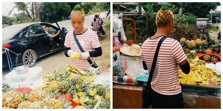 Berjualan nanas di pinggir jalan