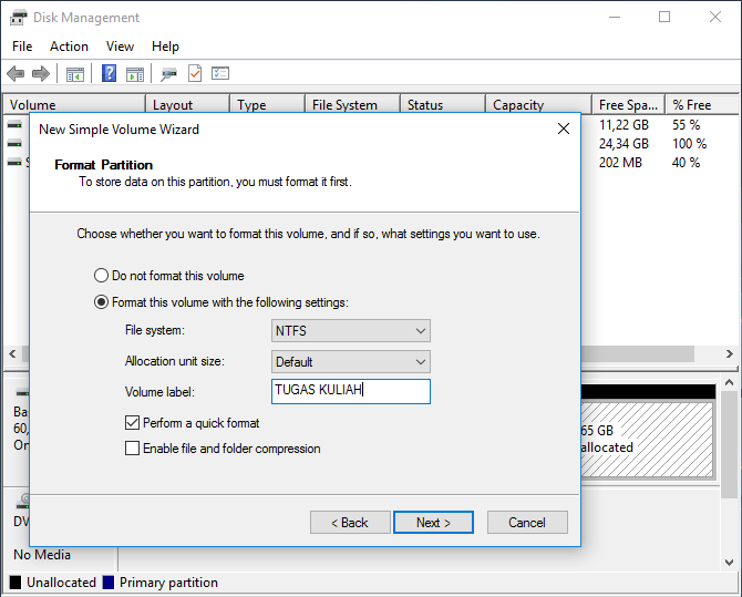 Cara partisi hardisk 10