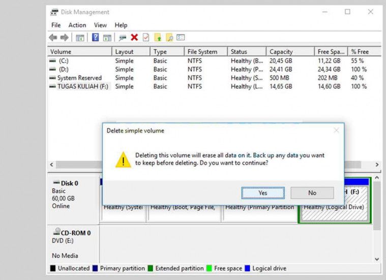 Cara membagi partisi hardisk 13