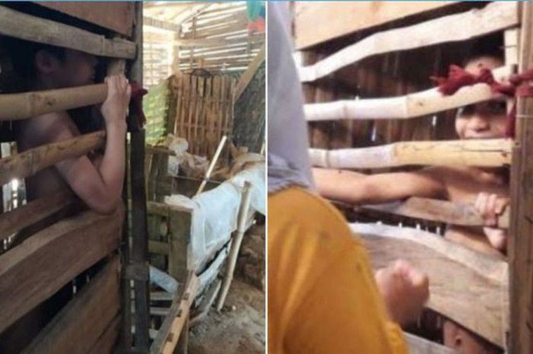 Bocah dikurung di kandang ayam