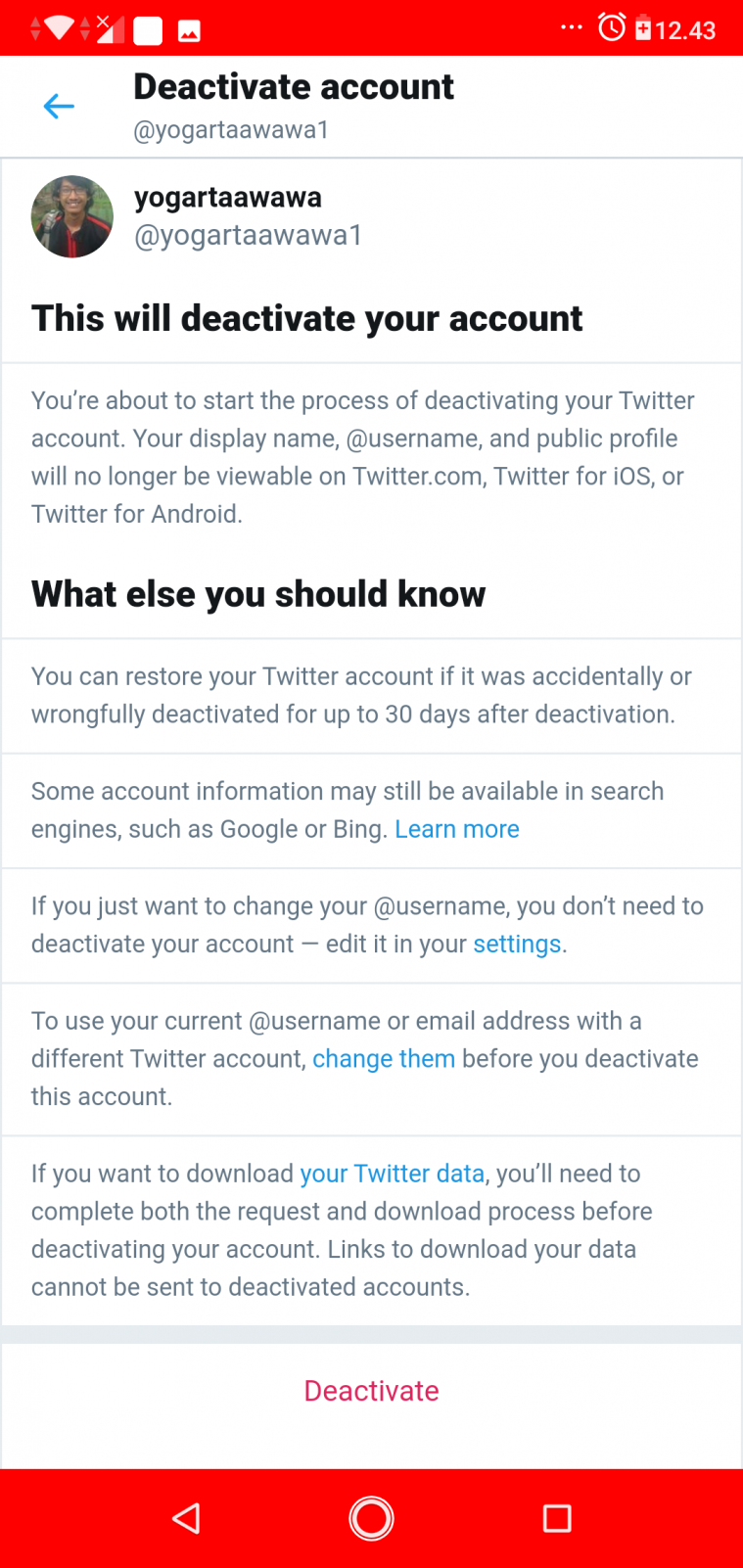 menghapus akun twitter