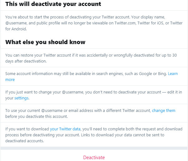 menghapus akun twitter