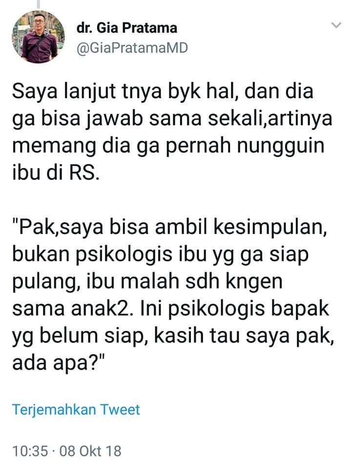 Suami pasien ngotot istrinya tetap opname