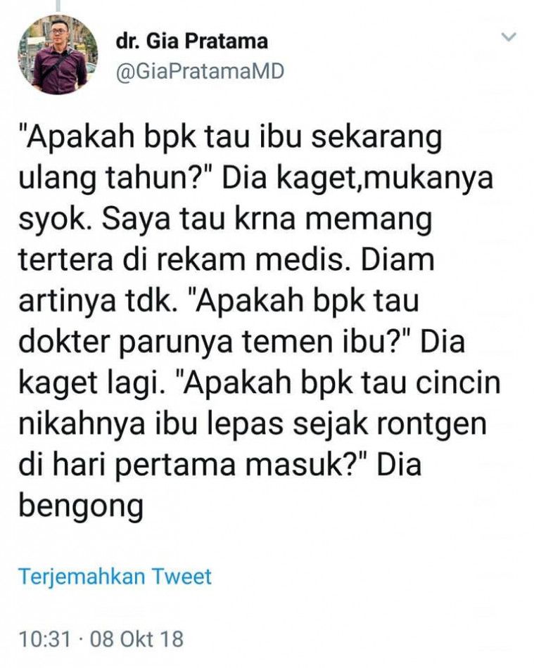 Tangkap Layar Twitter dr. Gia