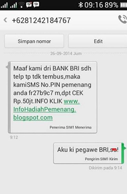 Balasan SMS penipuan paling kocak