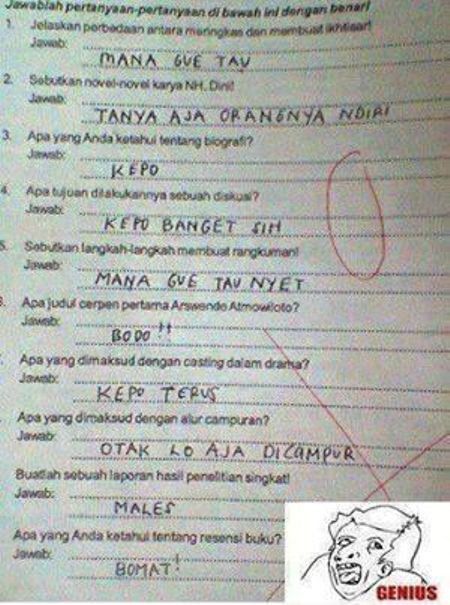 12 Jawaban Lucu Soal Ujian Anak SD Ini Bikin Ngakak