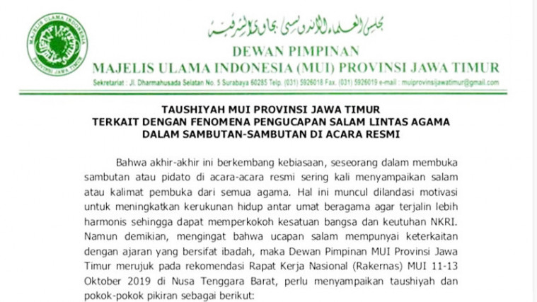 Tolak MUI Jatim Soal Tak Boleh Pakai Salam Agama Lain, Risma: Wargaku Beragam!
