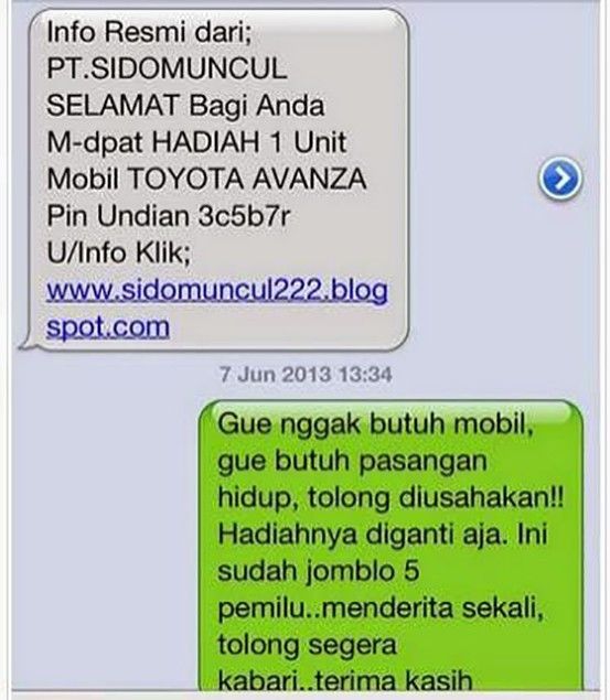 Balasan SMS penipuan paling kocak