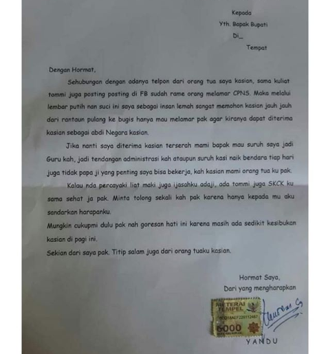 Pelamar CPNS rela 'ngemis' ke Bupati agar diterima