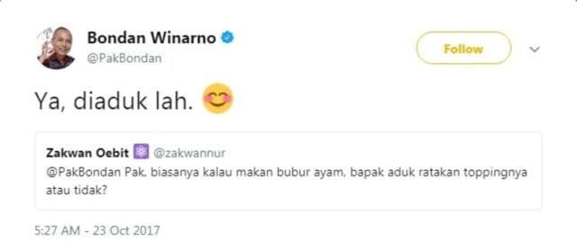 Twit Pak Bondan Tentang Bubur