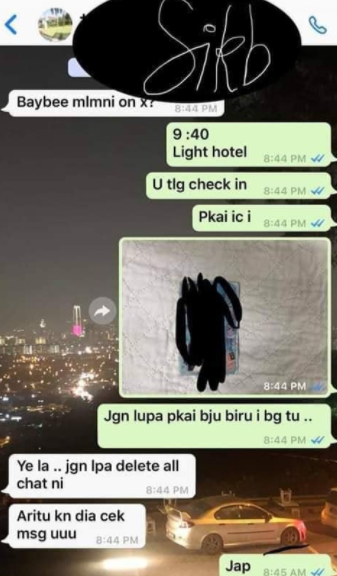 Tangkapan layar percakapan sang suami dan adiknya sendiri