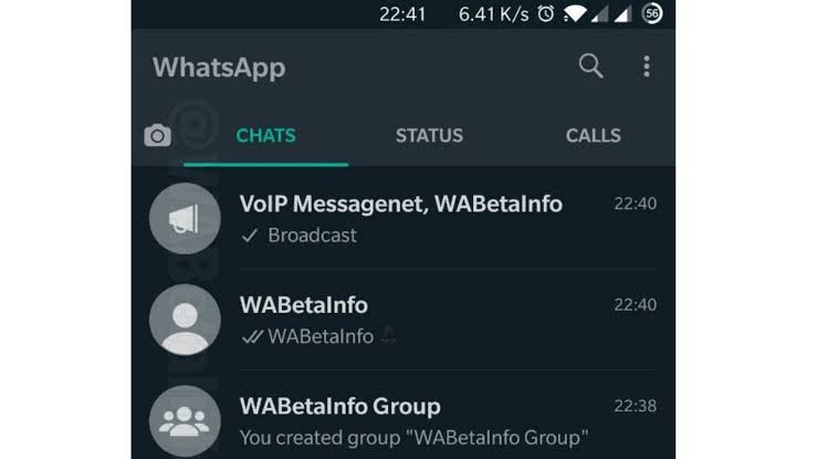 WhatsApp Dark Mode di Smartphone