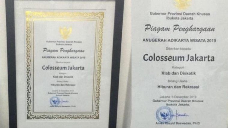 Pemprov DKI Jakarta Batalkan Penghargaan Diskotek Colosseum