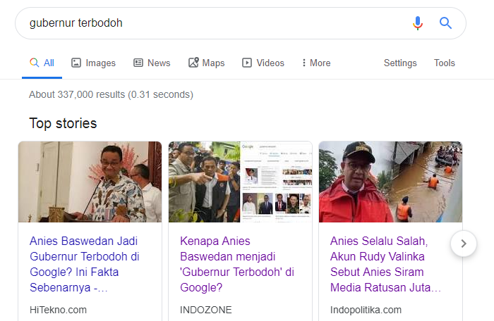 Anies Jadi "Gubernur Terbodoh" Versi Pencarian Google